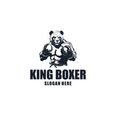 Bear boxer logo vector illustration