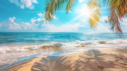 Summer landscape nature of tropical beach with rays of