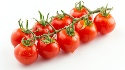 Close-Up of Fresh Cherry Tomatoes on White Background