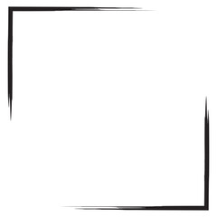 Grunge frame isolated on white background. Black rectangle focus border, dirt stroke template. Paint brush effect. Decorative geometric design for page decoration. EPS 10/AI