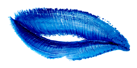brushstrokes lipstick Blue paint in watercolor isolated against a white background, transparent PNG. Brush stroke. Drawing, paint, grunge, ink