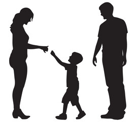 Happy family Silhouette vector