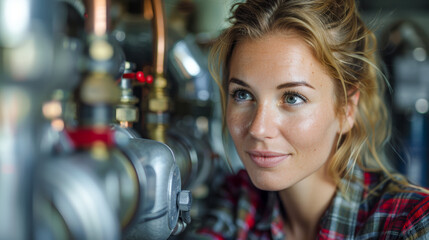 Experienced Female Plumber at Work Elderly People Demonstrates Craftsmanship Amidst Skilled Labor Shortage in Plumbing Industry Wallpaper Digital Art Poster Brainstorming Map Magazine Background Cover