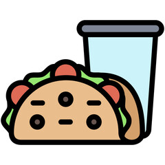 Taco lineal multi color icon, related to street food theme. use for modern concept, web and app development