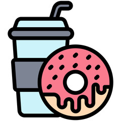 Donut lineal multi color icon, related to street food theme. use for modern concept, web and app development