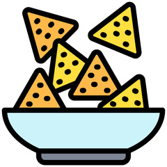 Nachos lineal multi color icon, related to street food theme. use for modern concept, web and app development