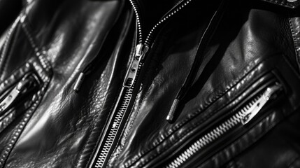 A sleek, leather jacket with edgy zipper details, adding a touch of rebellion to any outfit.