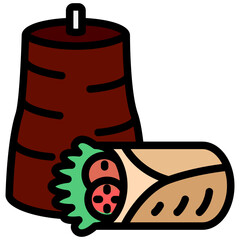 Shawarma lineal multi color icon, related to street food theme. use for modern concept, web and app development