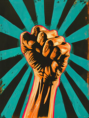 fist punching the air