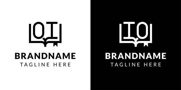 Letters IO and OI Book Logo, suitable for business related to book with IO or OI initials