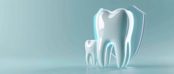 3D illustration of a tooth with a protective shield around it
