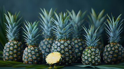 fresh pineapples on the table