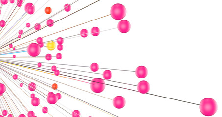 Multi color connected lines and dots network 3d illustration