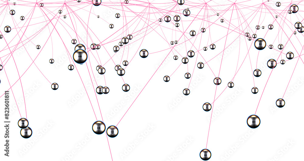 Poster multi color connected lines and dots network 3d illustration