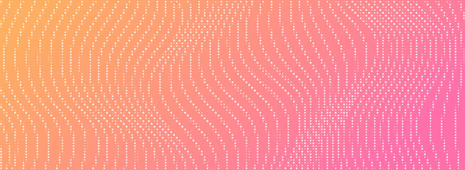 Abstract halftone wavy background, retro dot gradient, modern dynamic backdrop with pink and orange gradient. Vector illustration.