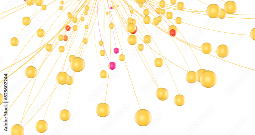 Poster Multi color connected lines and dots network 3d illustration