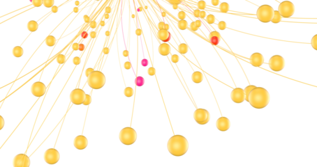 Multi color connected lines and dots network 3d illustration