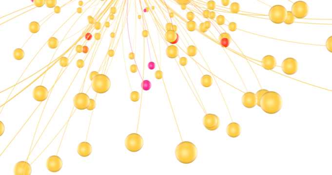 Multi color connected lines and dots network 3d illustration