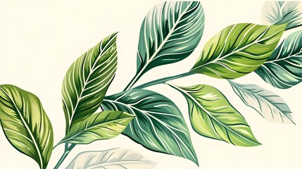 Obraz premium Lush Tropical Foliage with Vibrant Green Leaves in Natural Environment