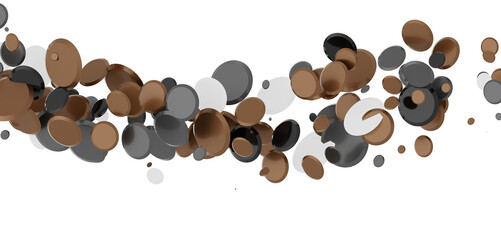  Colorful assorted confetti with serpentine on white