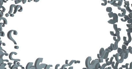 question marks. Computer generated 3d
