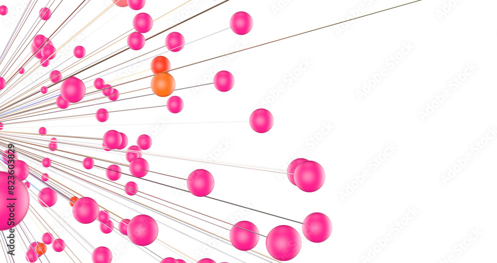 Poster Multi color connected lines and dots network 3d illustration