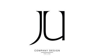JU, UJ Abstract Letters Logo Monogram Design Font Icon Vector Symbol Initials