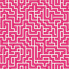 Seamless pattern of maze patterns with overlapping layers and transparent overlays, adding depth and complexity to the design