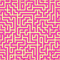 Seamless pattern of maze patterns with overlapping layers and transparent overlays, adding depth and complexity to the design