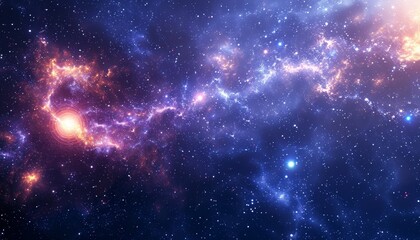 Celestial spectrum  deep blue background with multicolored flares from central prism in digital art