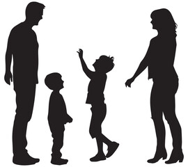 Happy family Silhouette vector