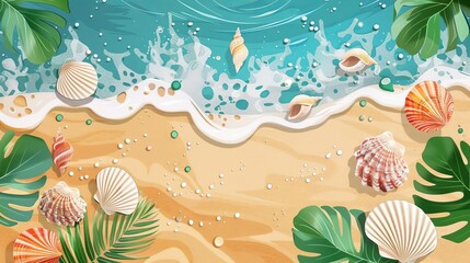 summer activities going to the beach discovery flat design top view shell collecting animation Complementary Color Scheme
