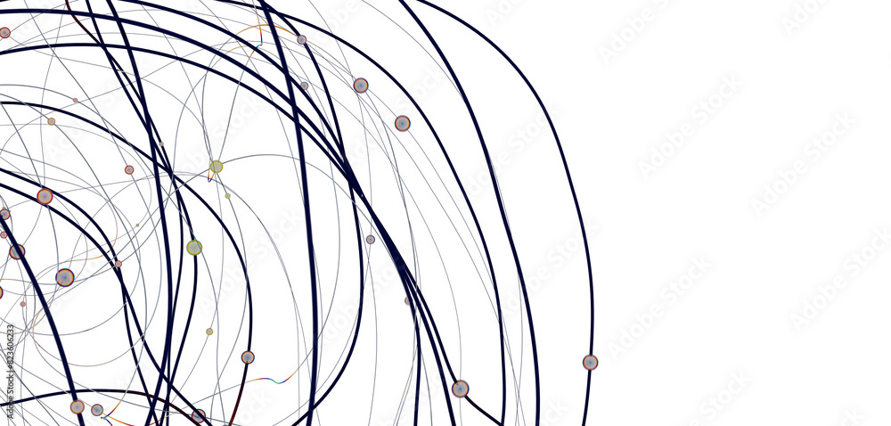 Poster Multi color connected lines and dots network 3d illustration