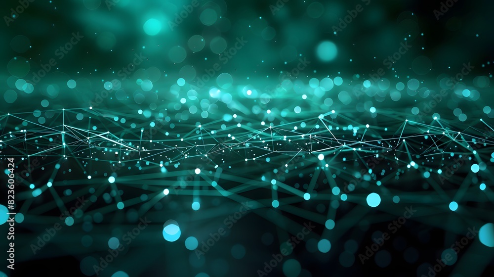 Poster abstract digital grid background with interconnected glowing dots and lines, representing futuristic