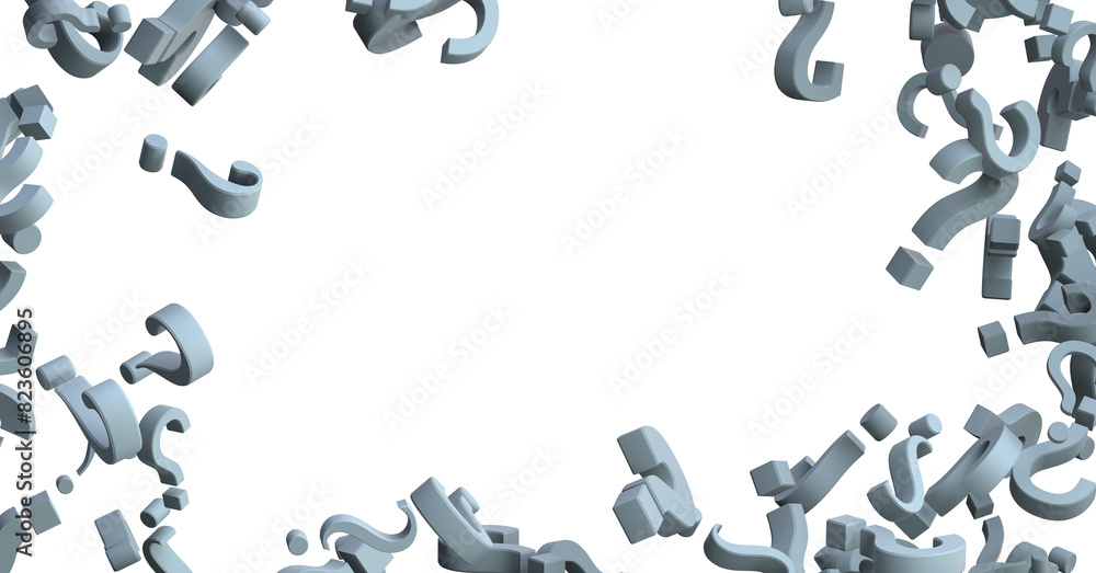 Poster question marks, original 3d rendering