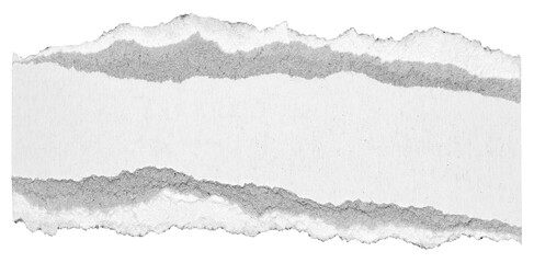 Naklejka premium Isolated cut out torn piece of blank white gray paper note cardboard with texture and copy space for text, transparent png background design element 