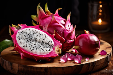 dragon fruit on a plate generative ai