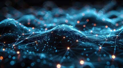 Abstract digital network background featuring glowing connections and points, representing data and technology in a futuristic perspective.