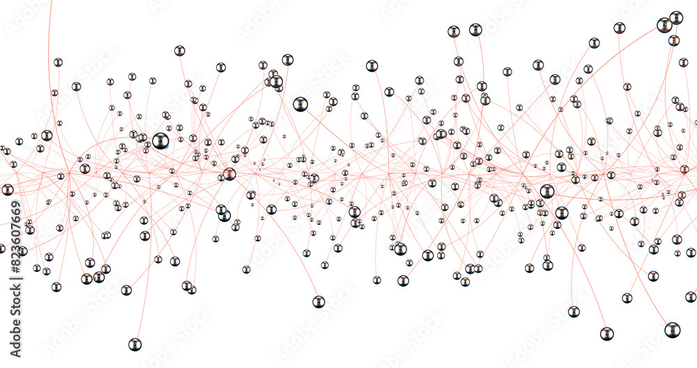 Poster Multi color connected lines and dots network 3d illustration