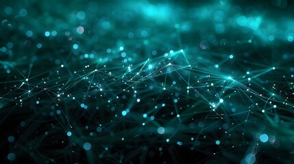 Abstract digital network background with connecting lines and dots. Futuristic technology concept of data communication and artificial intelligence.