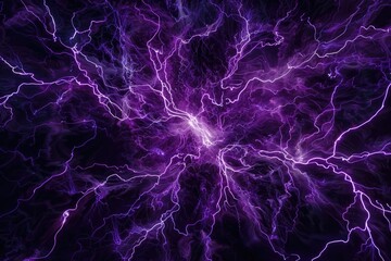 Naklejka premium purple lightning on black sky background