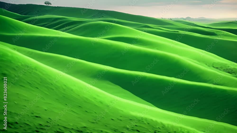 Poster green field with background hills generative ai