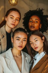 Obraz premium Portrait of four successful young businesswomen together