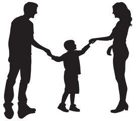 Happy family Silhouette vector