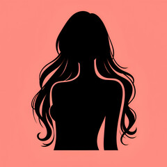 Ethereal Beauty: Silhouette of a Woman with Flowing Hair on Bold Background