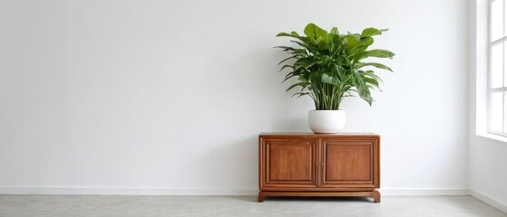 minimalist wooden shelf against a plain white wall