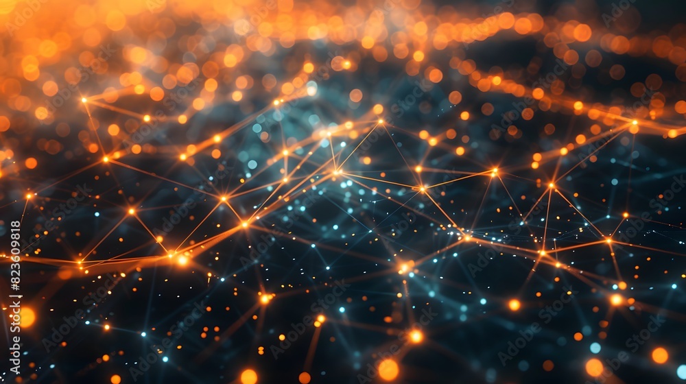 Poster abstract digital network with glowing nodes and connections, representing data communication and tec