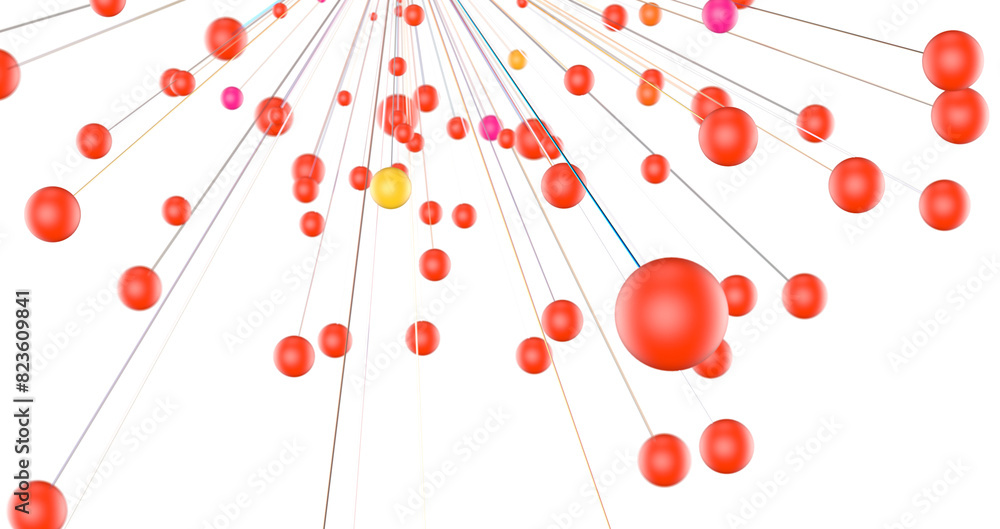 Poster multi color connected lines and dots network 3d illustration