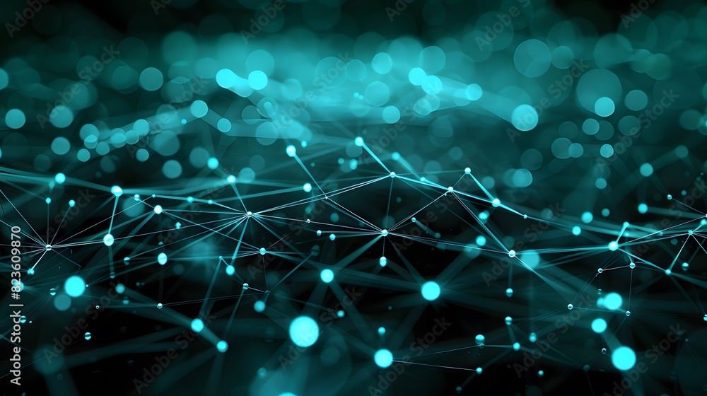 Poster abstract digital network with glowing nodes and connections. concept of technology, data communicati