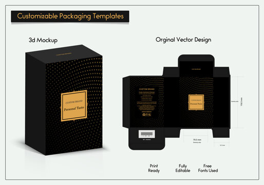 Box Collection of design elements, luxury box labels, icons, frames, for packaging, and design of luxury products. for perfume,soap, Made with golden foil.Isolated on a black background. vector illust